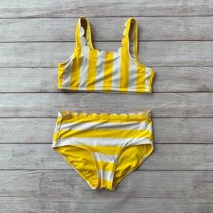Justice Yellow and White Stripe Scalloped Bikini